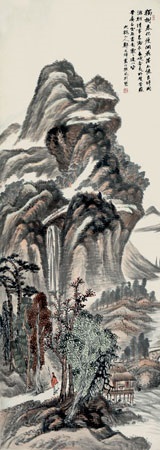 访友图 访友图设色纸本 立轴by Zheng Wenzhuo on artnet